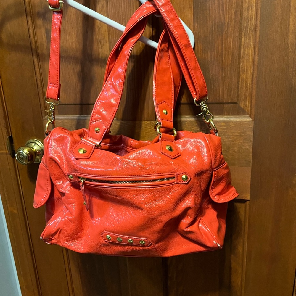 Orange patent leather purse
